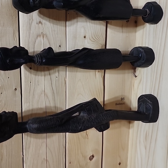 Vintage Ebony Hand Carved African Statutes Lot of 4 - Picture 10 of 11